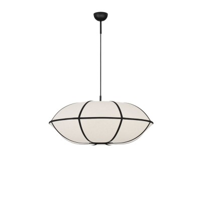 9061107 Висечка светилка Brera 1xE27 бел лен и црн метал Nova Luce 9061107 Висечка светилка Brera 1xE27 бел лен и црн метал Nova Luce